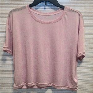 NWT Zyia Active Muted Pink Mosaic Cropped Workout Top